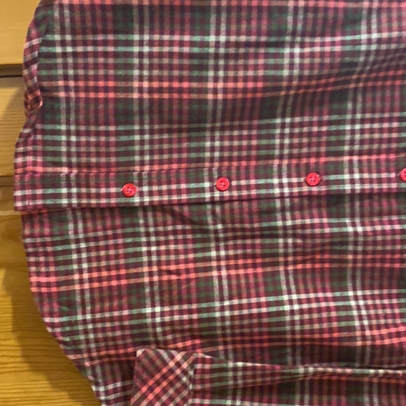 πHPπ NEW LL Bean Flannel Shirt Plaid Button Down Berry Girls Size 14 - Picture 6 of 7
